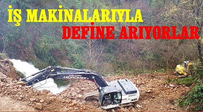 Şelalede define ararken çevreye zarar verdiler