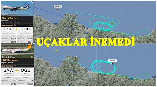 Uçaklar aşırı rüzgar nedeniyle inemedi