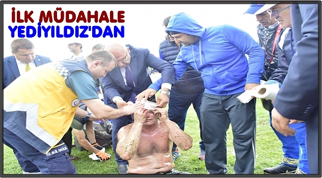 Yaralanan güreşçiye ilk müdahale Yediyıldız'dan geldi