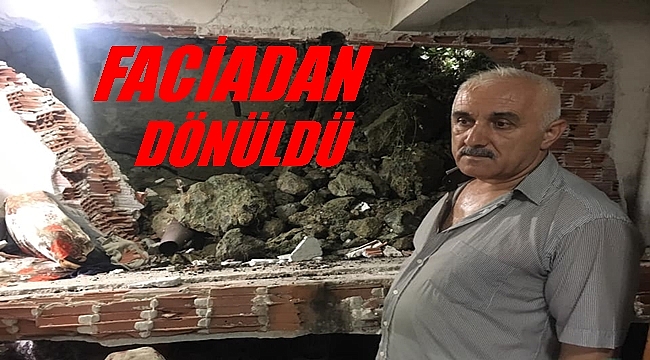 Kayalıklar evin duvarını yıktı