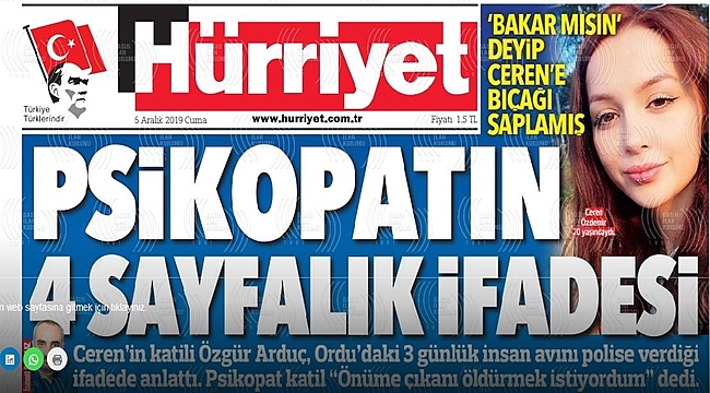 Psikopat katilin 4 sayfalık ifadesine Hürriyet Gazetesi ulaştı