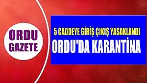 Ordu'da 5 cadde için karantina kararı alındı