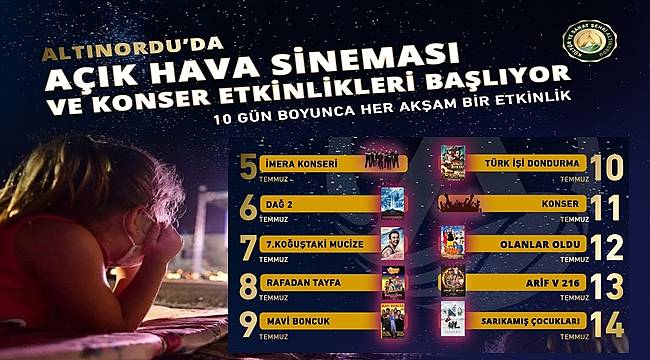 Altınordu sinemaya ve konsere doyacak