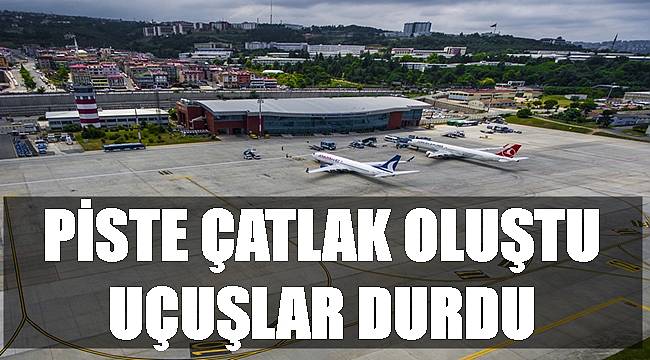 Havalimanının pisti çatladı uçuşlar durdu