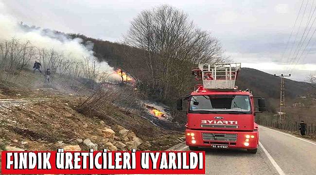 Ordu İtfaiyesi fındık üreticilerini uyardı