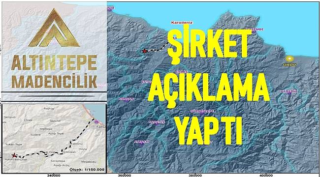 Altıntepe Madencilik Fatsa&#039;daki faaliyetleriyle ilgili açıklama yaptı