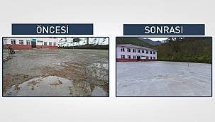 Cumhuriyet Ortaokulu'nun bahçesi yenilendi