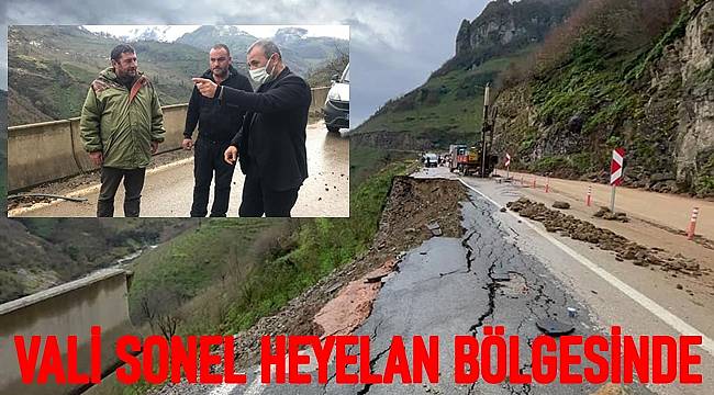 Ordu Valisi Tuncay Sonel heyelan bölgesine gitti