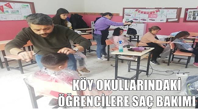 Giresun'da Bayram öncesi Köy okullarındaki öğrencilerin saçları kesildi