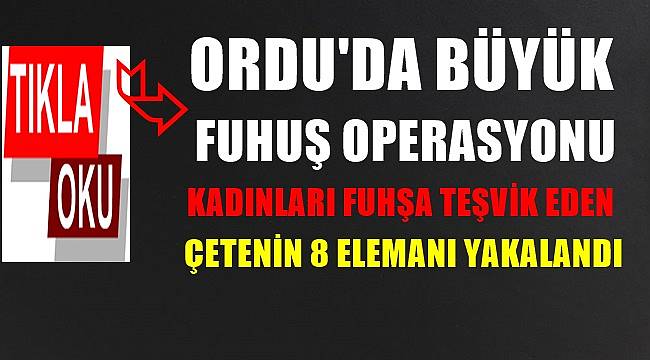 Ordu&#039;da fuhuş çetesine polis baskını