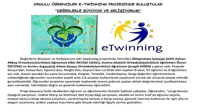 Ordu&#039;da öğrenciler &#039;Değerle büyüyor ve gelişiyorum&quot; projesinde buluştu
