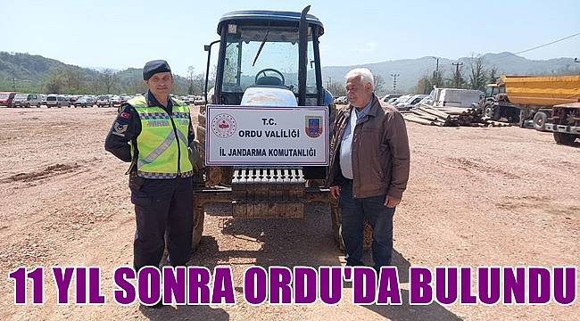 Tekidağ'da  çalınan traktör 11 yıl sonra Ordu'da bulundu