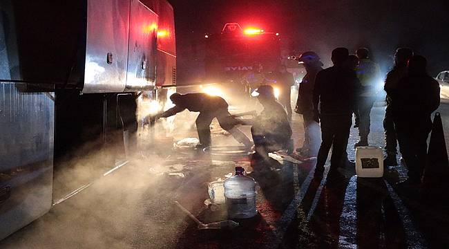 Bolu'da yolcu otobüsünde yangın çıktı