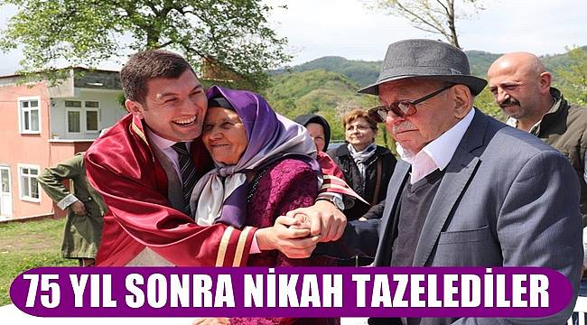 Ordu'da Akyol çifti evliliklerinin 75. yılında nikah tazeledi