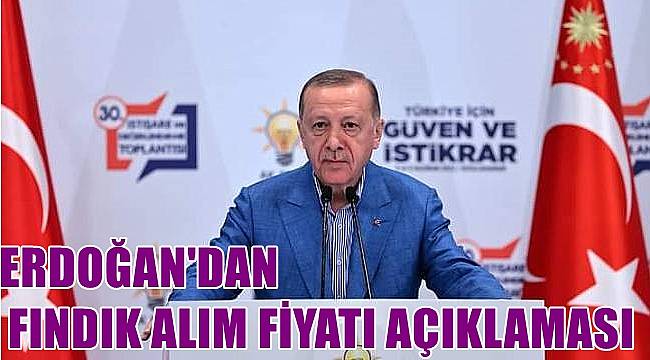 Cumhurbaşkanı Erdoğan 'dan fındık alım fiyatı açıklaması