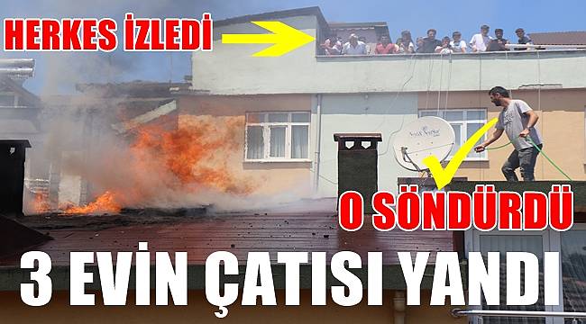 Ordu'da çıkan yangında 3 evin çatısında hasar oluştu