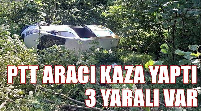 Ordu'da PTT'nin para nakil aracı şarampole yuvarlandı