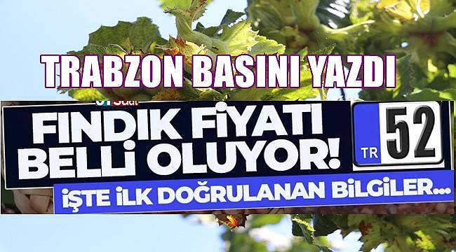 Trabzon Basını Fındık Fiyatını Açıkladı