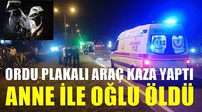 Ordu plakalı araç kaza yaptı: Anne ile oğlu öldü