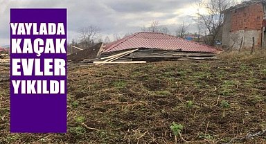 Ordu'da yaylada kaçak evler yıkıldı