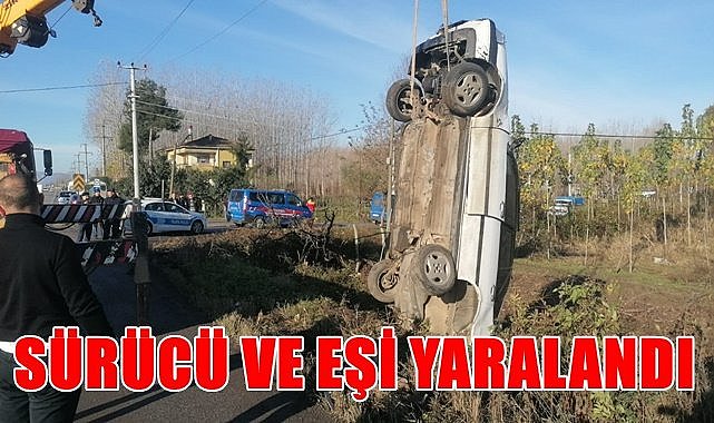 Otomobil sulama kanalına düştü