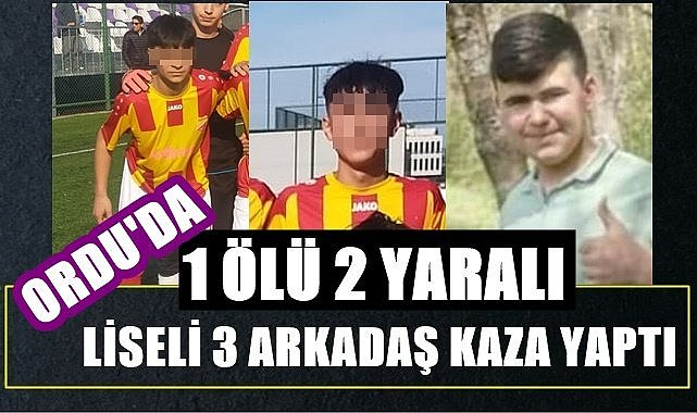 Ordu'da 3 liseli arkadaş kaza yaptı