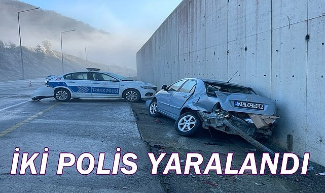 Trafik kazasında 2 polis yaralandı