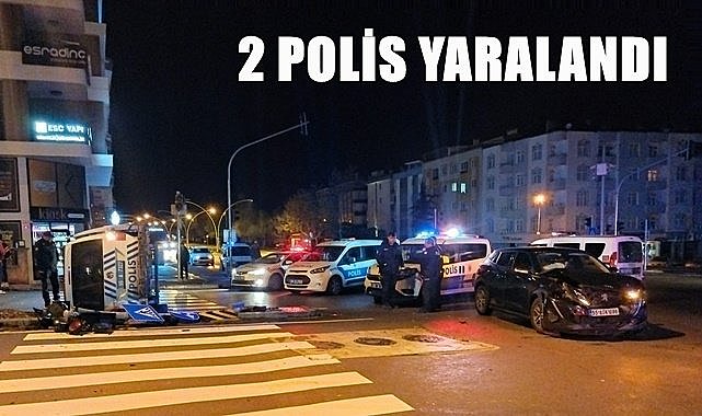 Kazada 2 polis memuru yaralandı