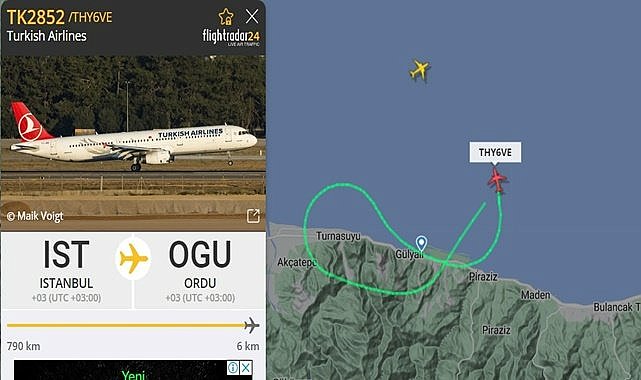 Ordu Giresun uçağı dakikalardır  havada tur atıyor