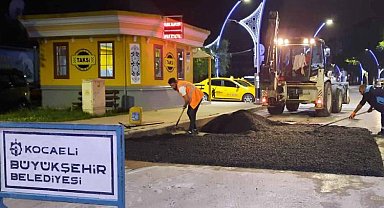 Kocaeli'de Turan Güneş Caddesi'ne gece bakımı