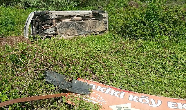 Kontrolden çıkan araçtan yara almadan kurtuldu