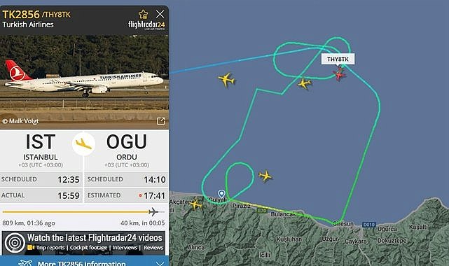 Ordu Giresun Havalimanı'na inemeyen uçaklar havada tur atıyor