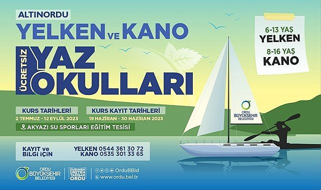 Ordu'da ücretsiz kano ve yelken kursu