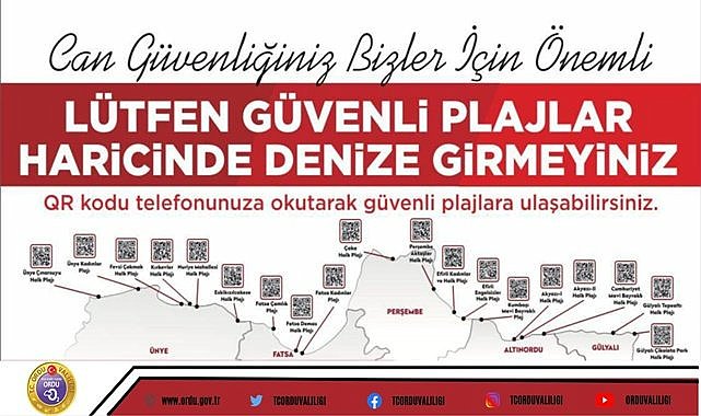 Ordu Valiliğinden güvenli plaj uyarısı