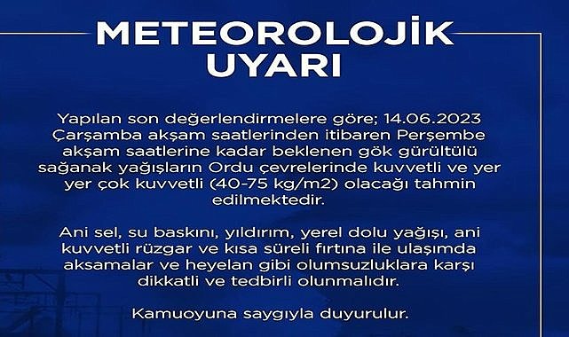 Valilikten Ordu'ya yeni uyarı