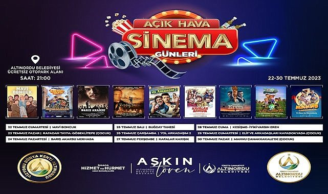 Altınordu'da Açık Hava Sinema Günleri başlıyor