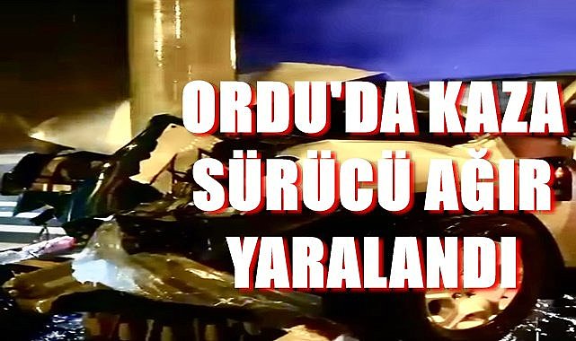 Otomobil beton direğe çarptı