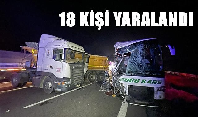 Yolcu otobüsü ile tır çarpıştı