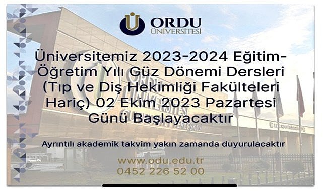 Ordu Üniversitesi'nde ders başı tarihi belli oldu