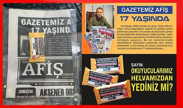 Ordu Afiş Gazetesi kuruluş yıldönümünde gazetenin yanında helva dağıttı