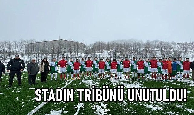 İlçede yeni yapılan stadın tribünü unutuldu!