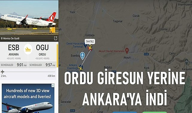 THY uçağı Ordu Giresun yerine Ankara&#039;ya indi