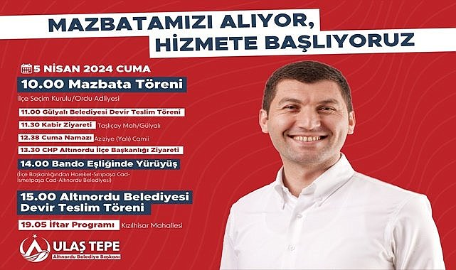 Ulaş Başkan mazbatayı alıyor, Altınordu&#039;ya hizmete başlıyor