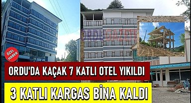 Ordu'da kaçak 7 katlı otel yıkıldı, 3 katlı kargas bina kurtuldu!
