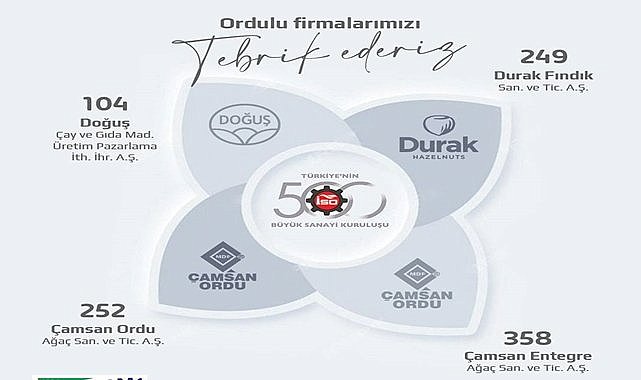 Ordu&#039;nun 4 büyük firması ilk 500&#039;e girdi