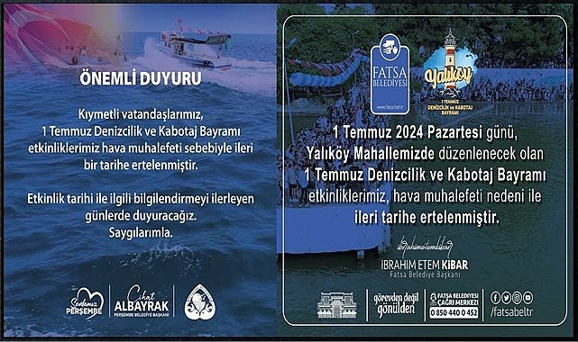 Ordu&#039;da 2 İlçede 1 Temmuz Kutlamaları Sağanak Yağmur Nedeniyle Ertelendi