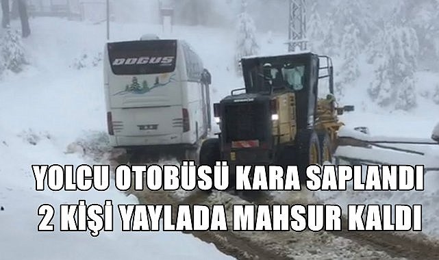 Mesudiye&#039;de Yolcu otobüsü Kara Saplandı İki Kişi Yaylada Mahsur Kaldı