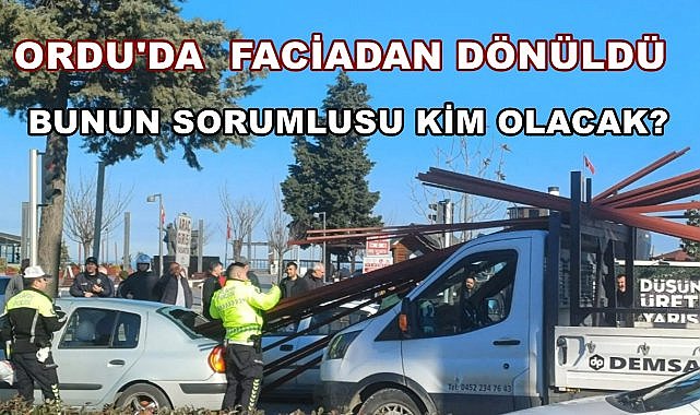 Ordu&#039;da Görünmez Kaza; Kamyonetin Üzerindeki Demirler Otomobile Saplandı!