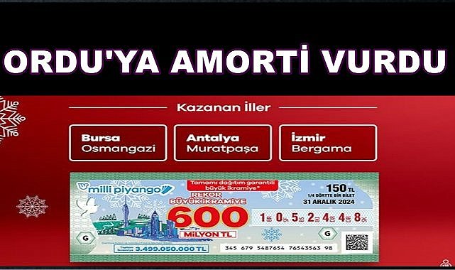 Yılbaşı Çekilişinde Ordu&#039;ya Amorti Çıktı!