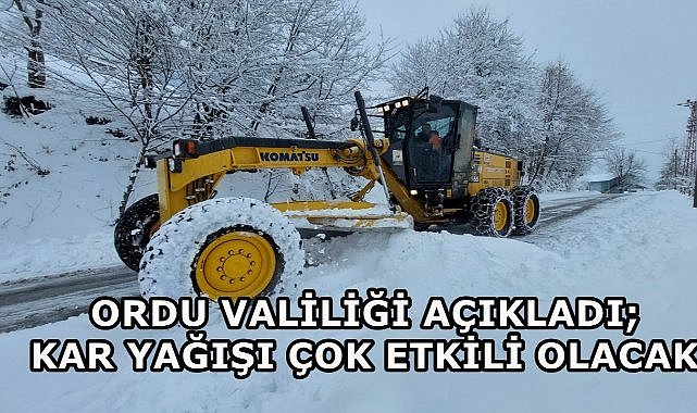 Ordu Valiliği Uyardı; Kar Yağışı Çok Etkili Geliyor